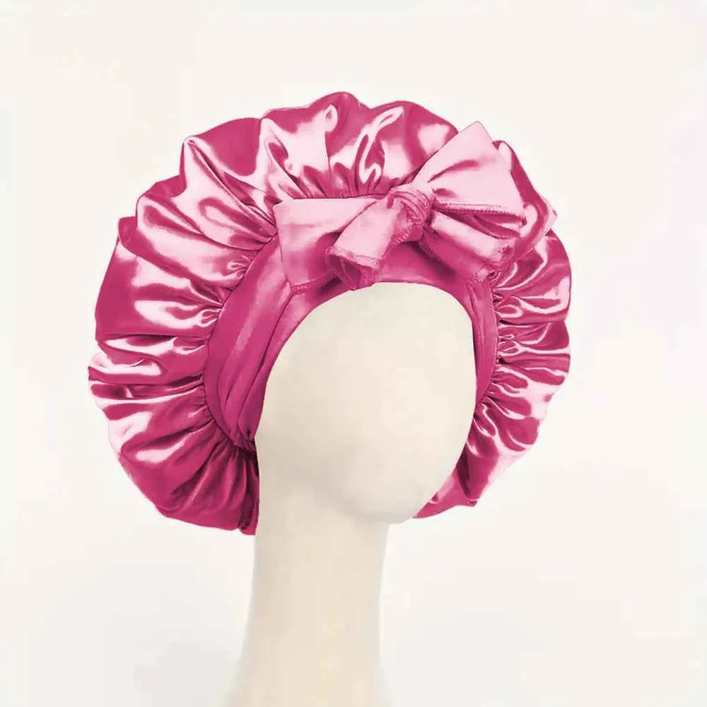 Satin Silk Sleeping Bonnet Adjustable with Tie Band for Women and Men