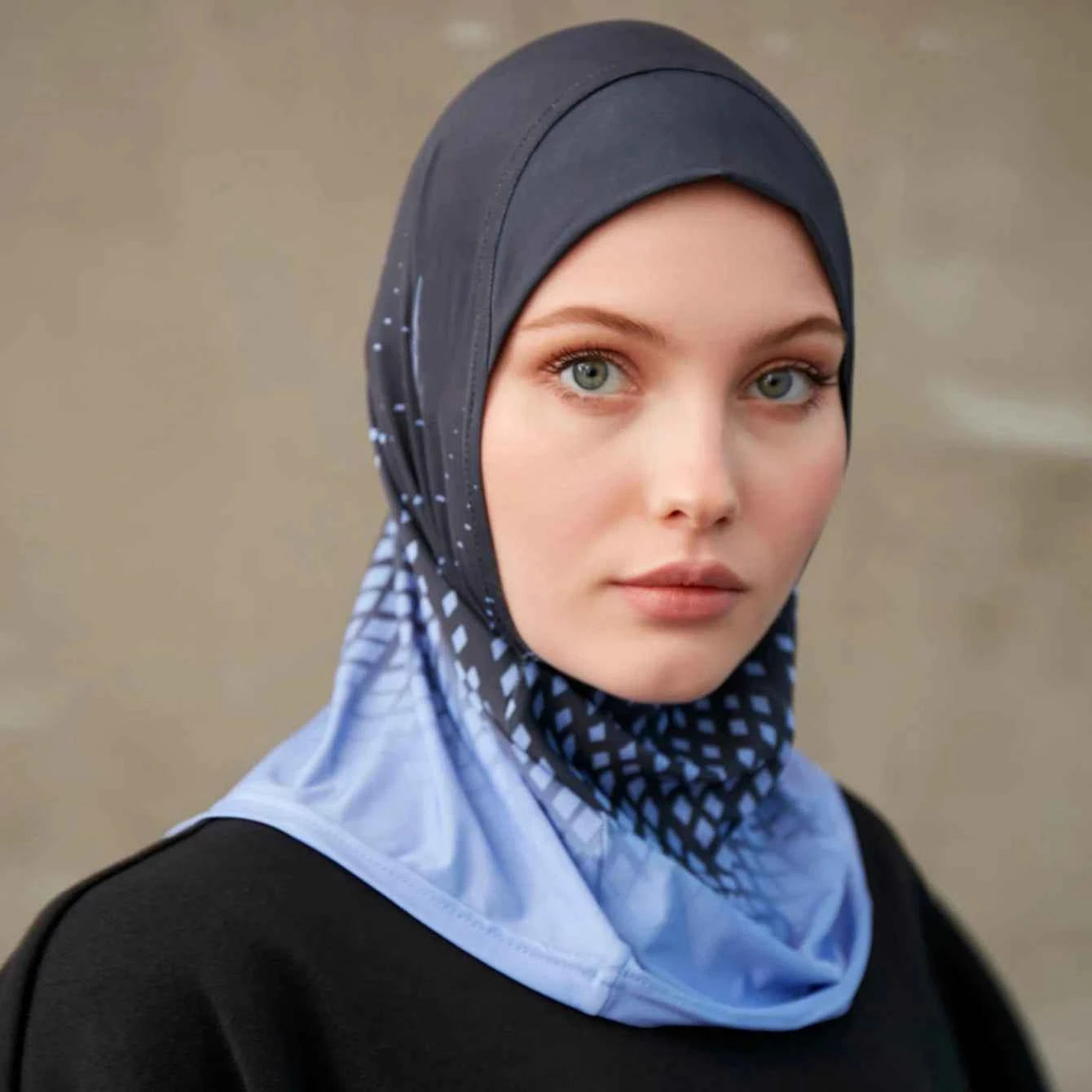 Sporty Muslim Inner Hijab Women Geometric Printing Pattern Instant Turban For Ladies Head Wrap Headband Header Model