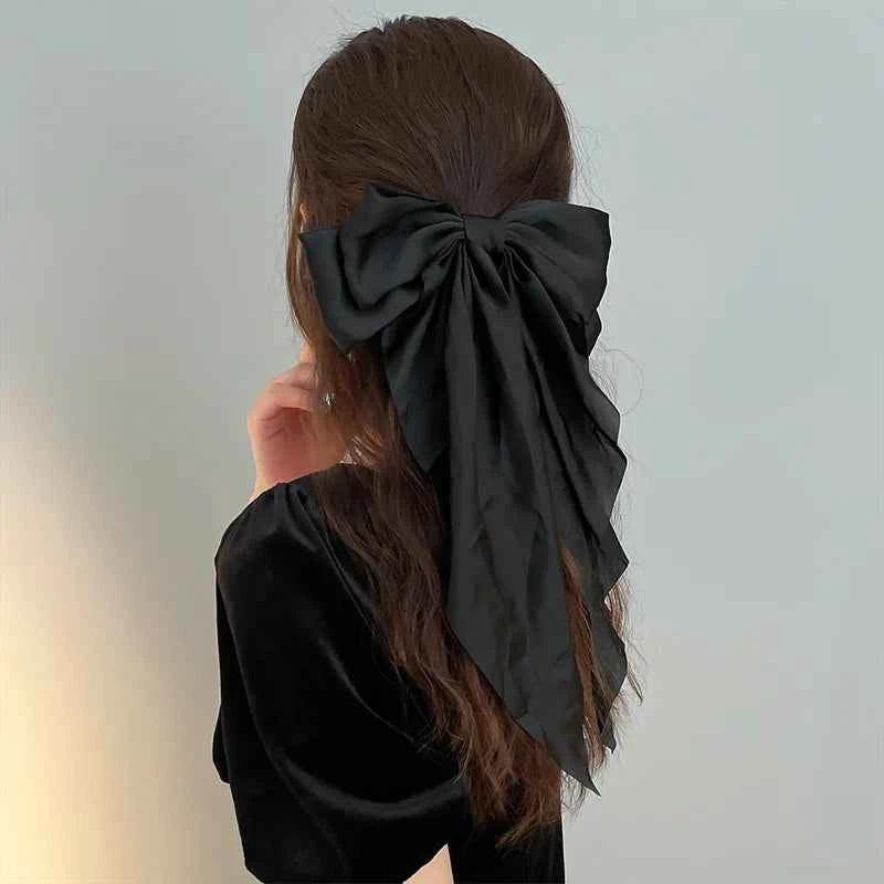 Bow Ribbon Hair Clip for Women Bowknot Barrettes Girls Solid Stain Spring Ponytail Clip Headband Hair Accessories Headwear Gift