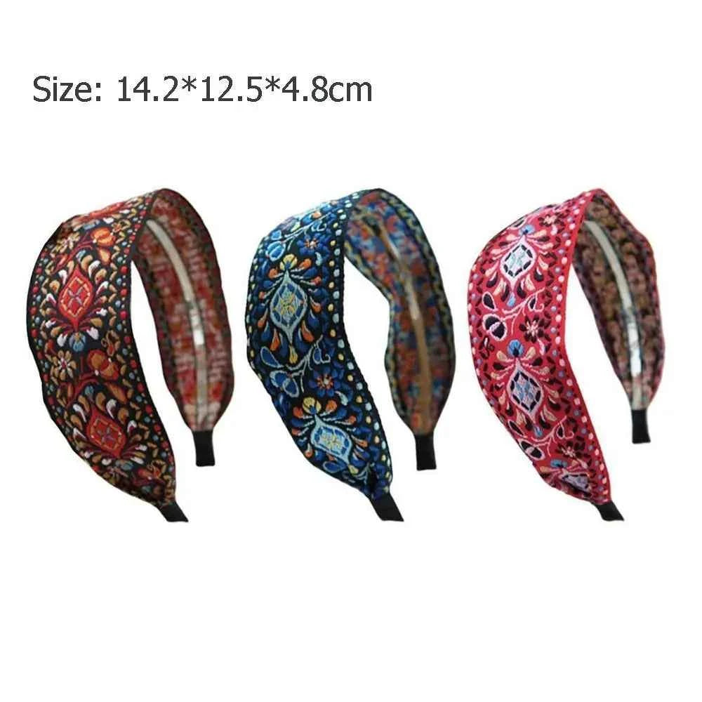 Women Wide Turban Hair Accessories Headwear Embroidered Ribbon Hair Hoop Hairbands Headbands Head Wraps