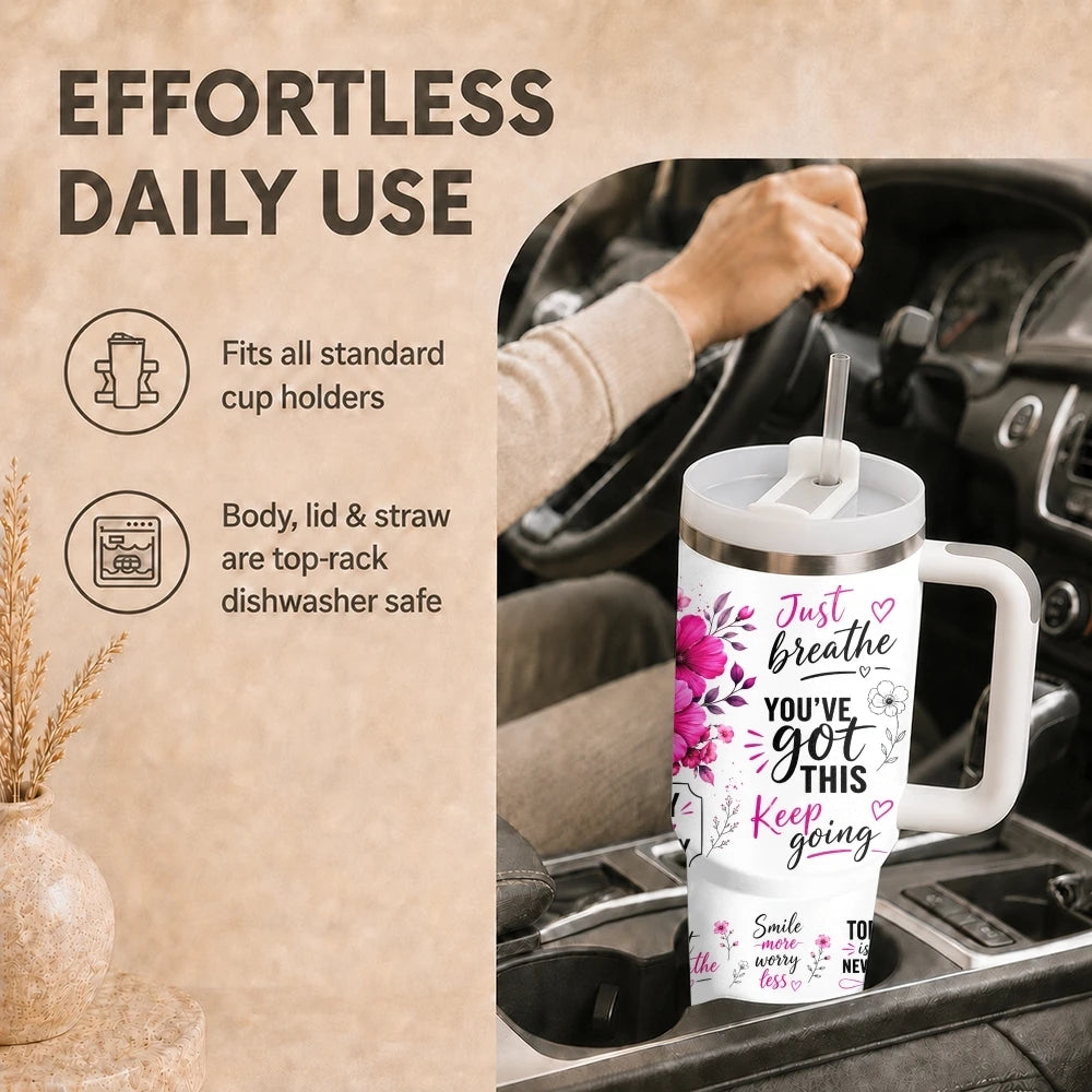 40oz Empowered Woman Tumbler – Inspirational Stainless Steel Travel Mug