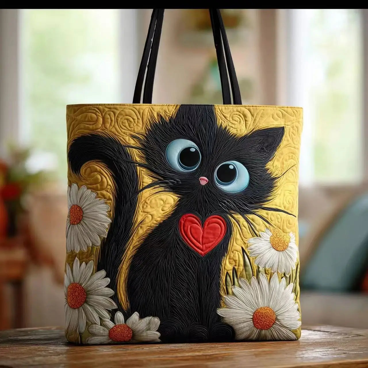 Quilted handbag 3D embroidered handbag large capacity canvas shoulder bag women's daily shopping bag fashionable travel handbag
