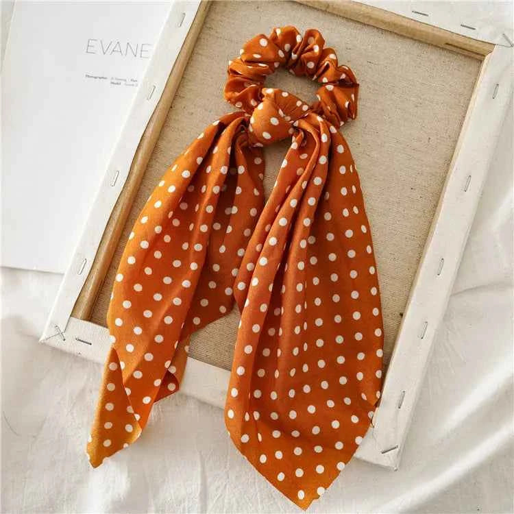 Fashion Leopard Print Bow Satin Long Ribbon Ponytail Scarf Hair Tie Scrunchies Women Girls Elastic Hair Bands Hair Accessories