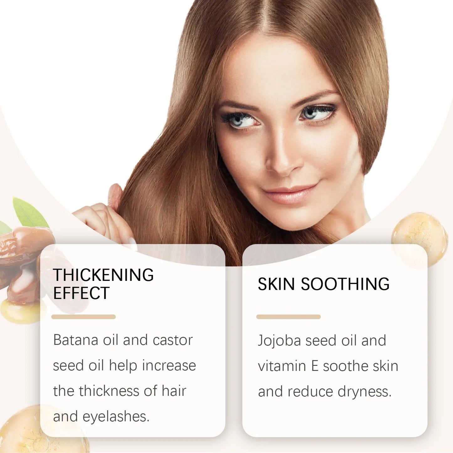 Batana Castor Oil Hair Eyelash Eyebrow Growth Skin Care Oil，100ML