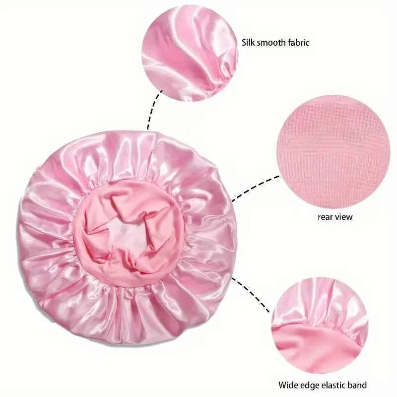 2/4Pcs Hair Care Set Scalp Massage Detangling Comb + Satin Sleep Cap + 2 Hair Scrunchies, Anti-Frizz Hair Accessories for Women