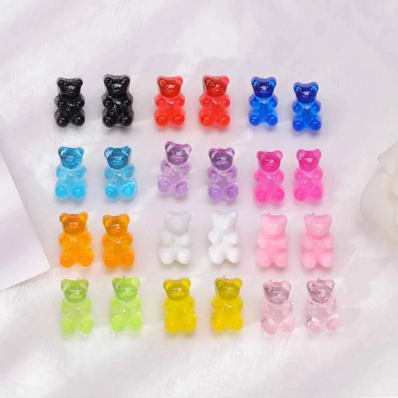 Cute Gummy Bear Stud Earrings for Women Candy Colors Animal Dangle Earrings Brincos Femme Girls Party Holiday Jewelry Gifts