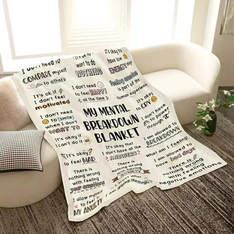Flannel Blanket My Mental Breakdown Blanket Printed for Kids Bedroom Decoration Warm Soft Comfertable Blanket for Sofa Chair