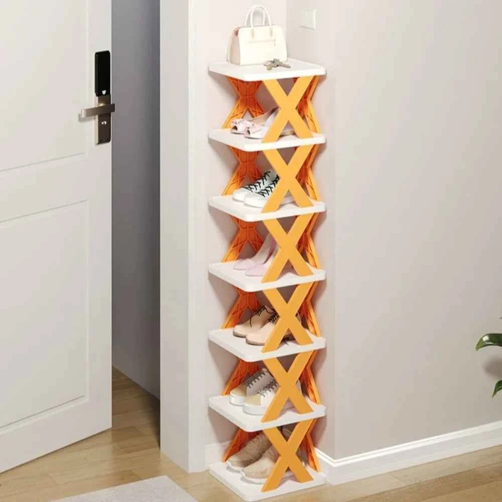 Detachable Folding Shoe Racks X-Shaped Space Saving Shoes Storage Organizer Plastic Dustproof Multi Layer Simple Shoes Shelf