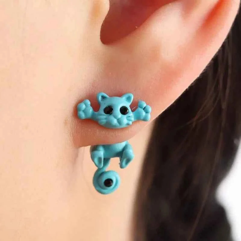 1pair Cute Cat Stud Earrings For Women Multiple Color Classic Fashion Kitten Animal Jewelry Girls Jewelry accessories