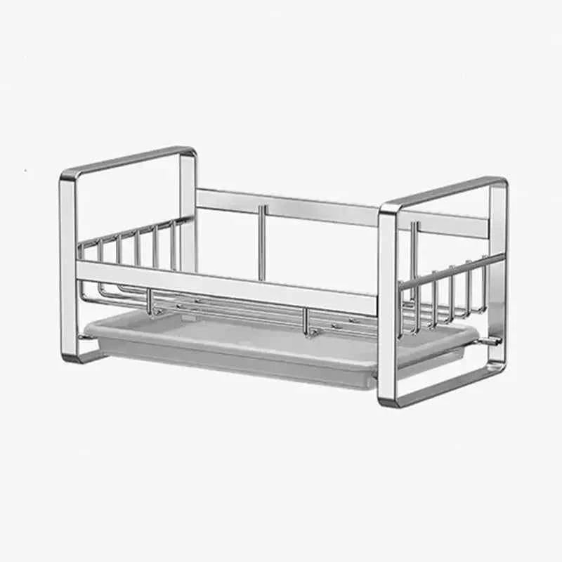 Stainless Steel Black Silver Sponge Holder Kitchen Sink Rag Rack Stand Cleaning Brush Organizer Storage Rack Kitchen Accessories