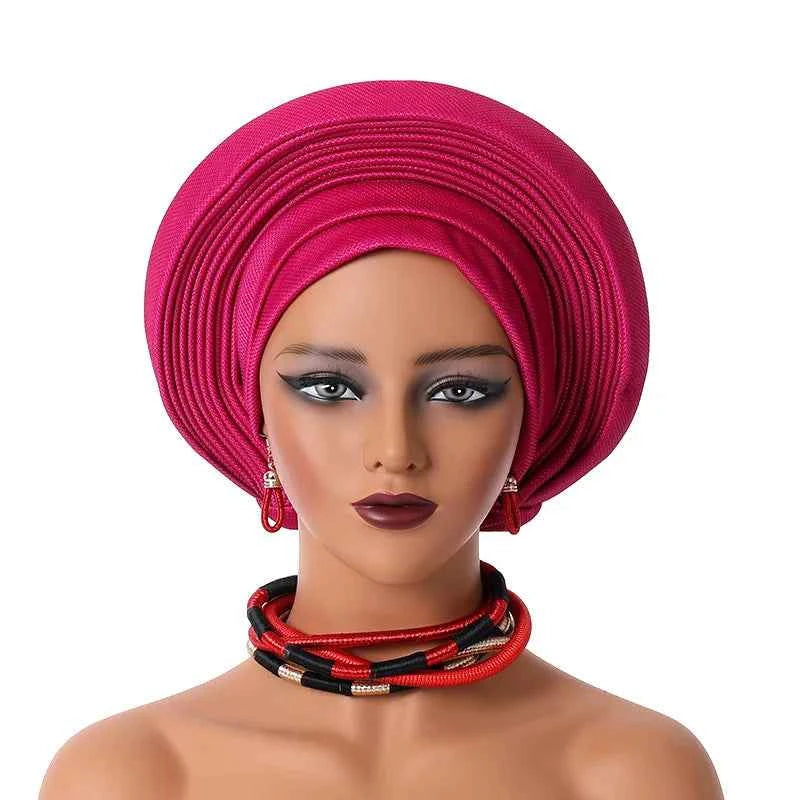 African Headtie Nigerian Aso Oke Headtie Women Hijab Head Wrap Turban Chemo Caps Gele Femme Scarf High Quality for Wedding Party