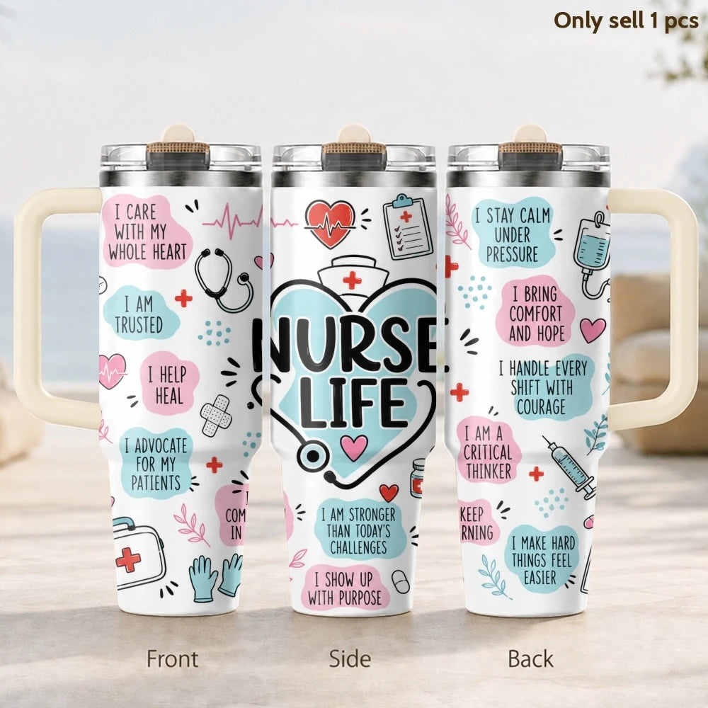 40oz Nurse Tumbler – Healthcare Nurse Quote Insulated Stainless Steel Cup