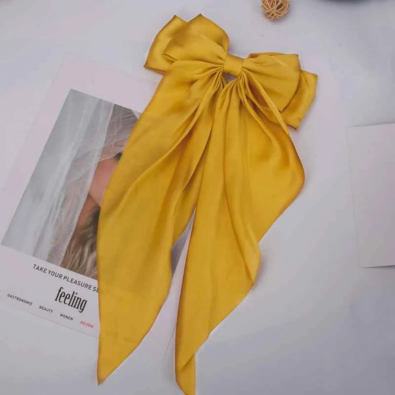 Bow Ribbon Hair Clip for Women Bowknot Barrettes Girls Solid Stain Spring Ponytail Clip Headband Hair Accessories Headwear Gift