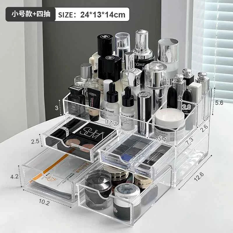 Acrylic Cosmetic Storage Box Desktop Skincare Product Organizer Transparent Lipsti Case Creative Home Organization Solution