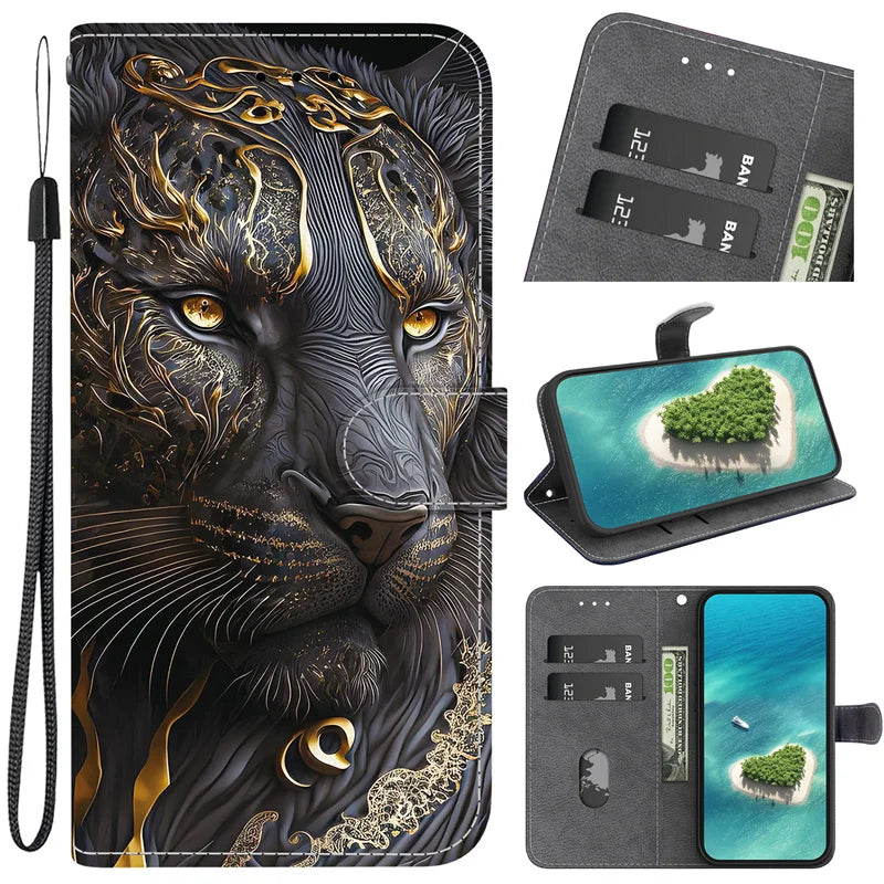 i17e Air Rose Cat Bear Case for iPhone 17e 16e 15 14 Plus 13 12 iphone17 Pro Max Cases Wallet Flip Stand Back Cover Strap Coque