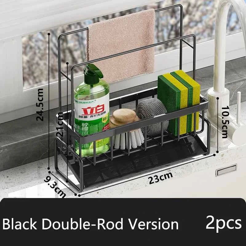 1-2 PCS Cloth Sponge Drain Rack Kitchen Dishwasher Countertop Multi-functional Sink Storage Rack Sink Ironwork Storage