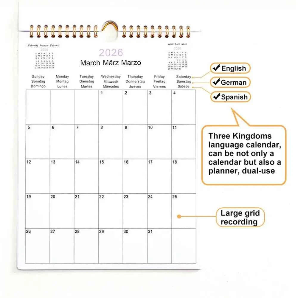 2025 Calendar 2025-2026 Calendar Planner Multilingual Coil Planner Agenda Organizer Scheduling For Home Office School Classroom