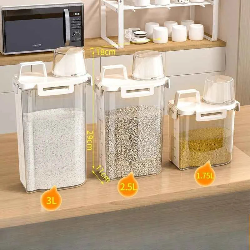 1.75/ 2.5/3L Food Grade Grain and Miscellaneous Grain Storage Box, Rice Bucket Storage Tank, Sealing Tank, Kitchen Utensil New