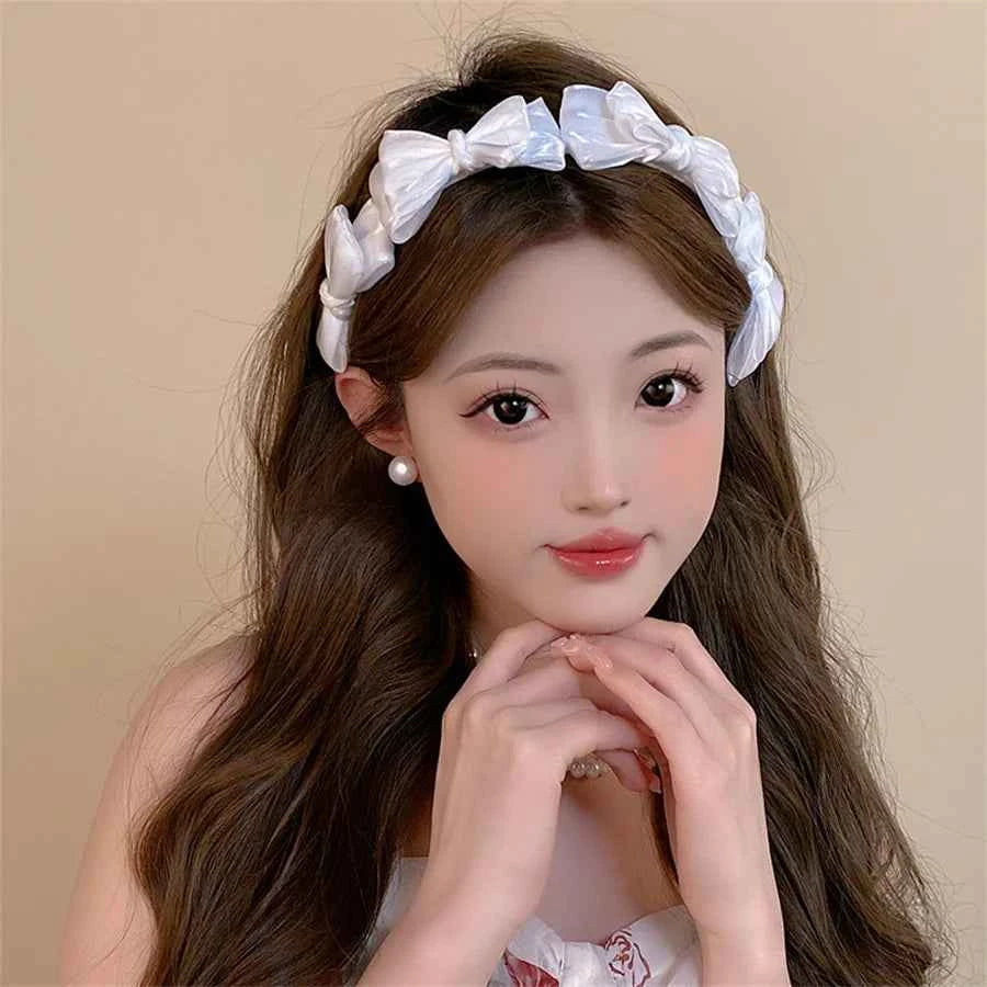 New Temperamen Headwear Hair Accessories Spring Summer Mesh Silk Hairband Korean Style Hairband Women Headband Bow Hair Hoop