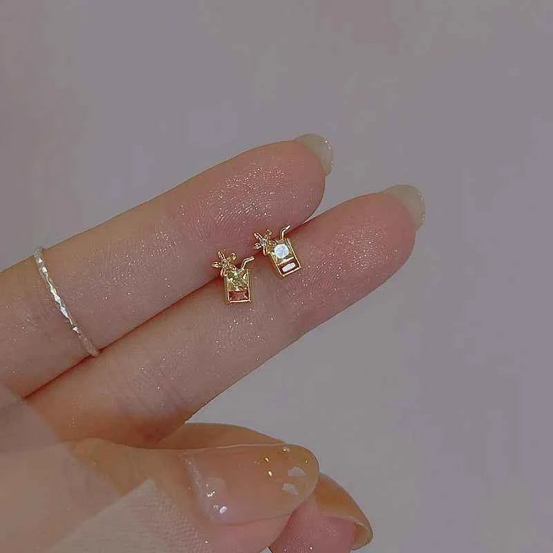 Unusual Sweet Cute Cherry Ice Cream Lollipop Stud Earrings for Women Students Personalized Fashion Party Jewelry Birthday Gifts