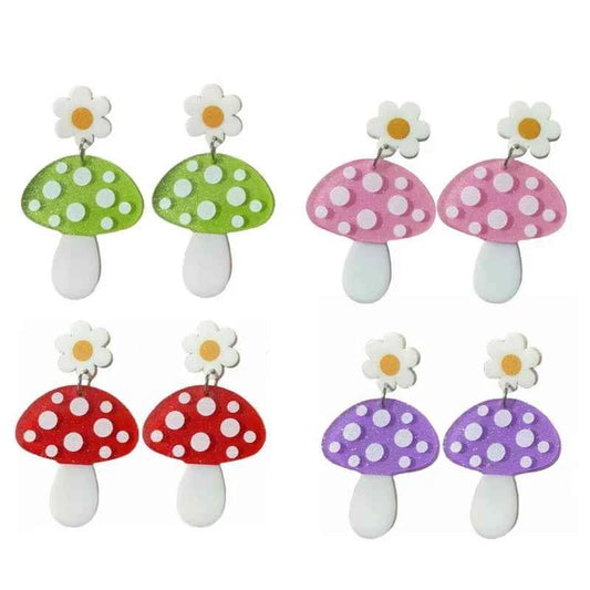 Cute Acrylic Mushroom Earrings For Women Novelty Plant Dangle Earring