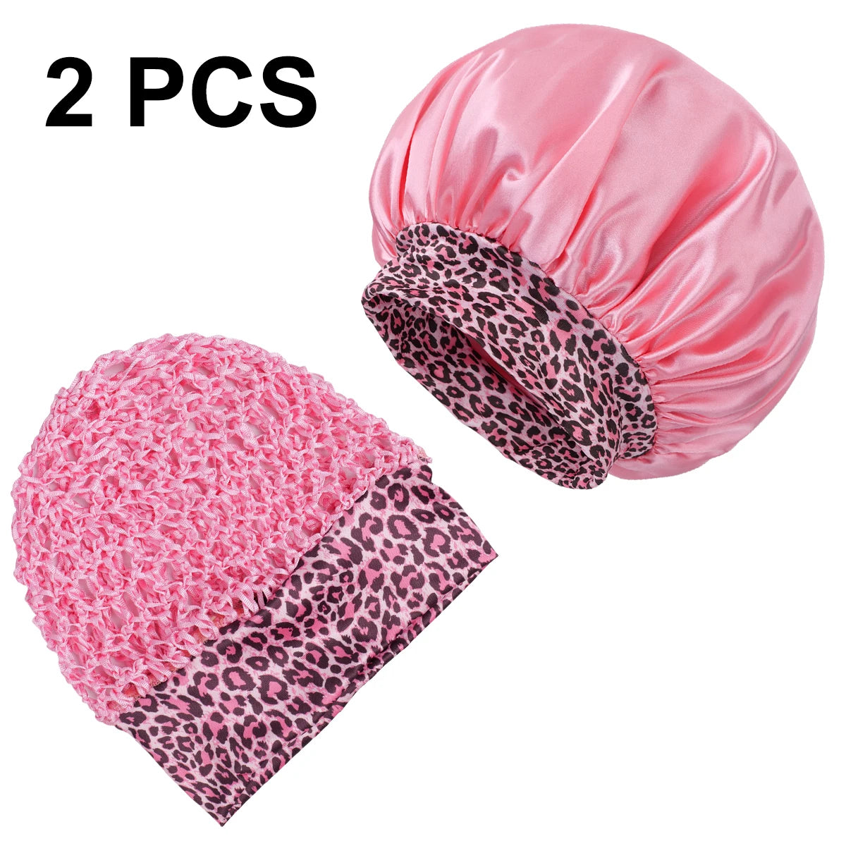 2Pcs Satin Sleep Cap for Curly Hair – Wide-Brim Night Bonnet