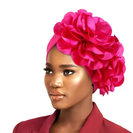 Inner Cap National Turban Hat New Trendy Turban African Style Hat Bonnet Big Flower Hat Women