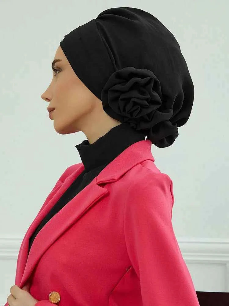 Plain Muslim Instant Turban Hat Inner Hijabs Caps Women Islamic Bandana Bonnet India Hats Female Headwrap Turbante Mujer Flower