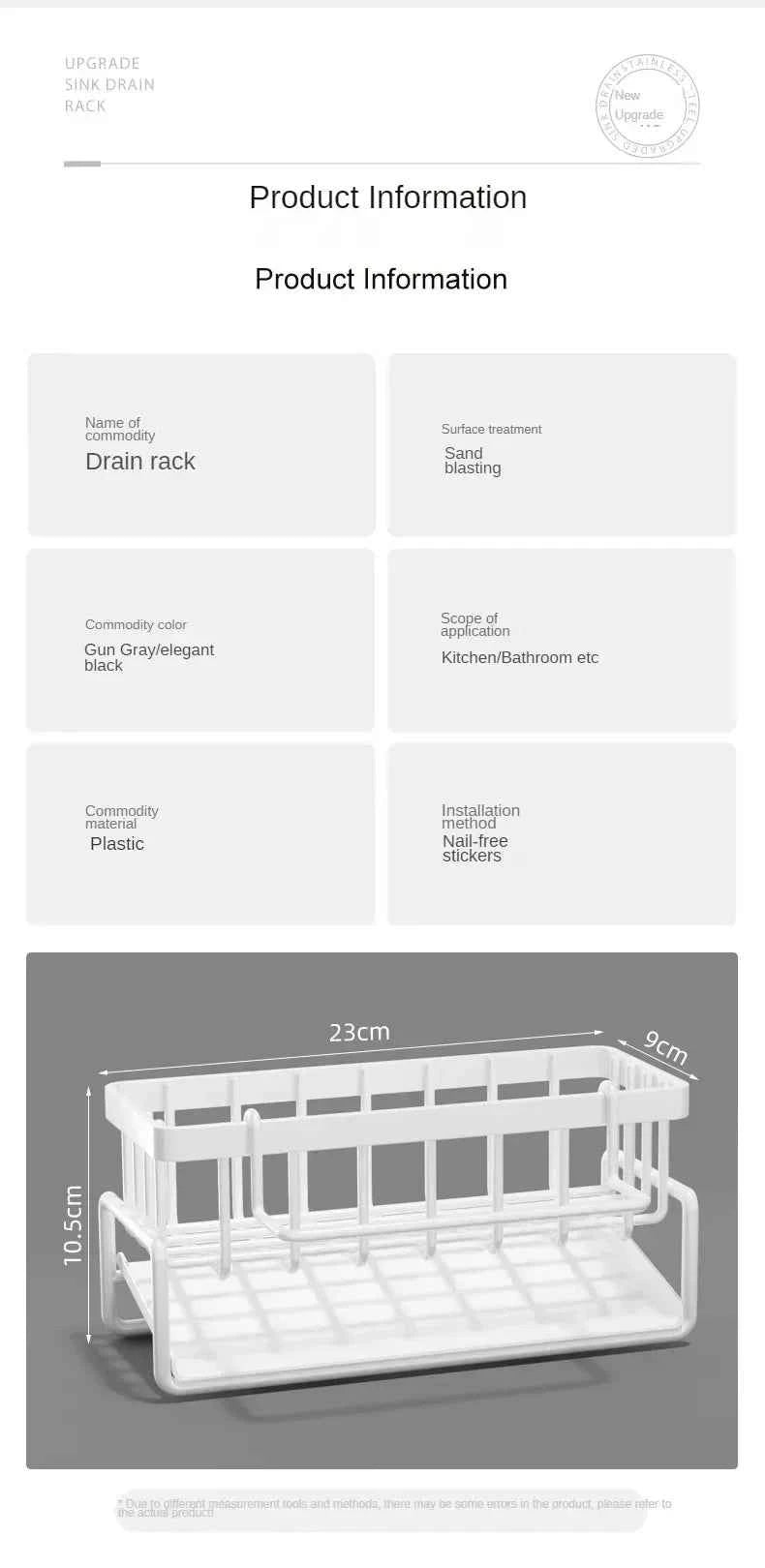 Kitchen Shelf Rag Storage Drainage Shelf No-Punch Storage Rack Home Spice Rack Sink Tap Sink Drainage Rack Kitchen Accessories