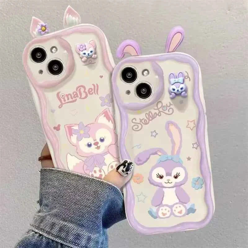 Adorable LinaBell StellaLou Chain Cover For Iphone 17 Pro Max 17 Air 16 15 14 13 12 11 Pro Max Plus 12 mini 3D Ear Disney Case