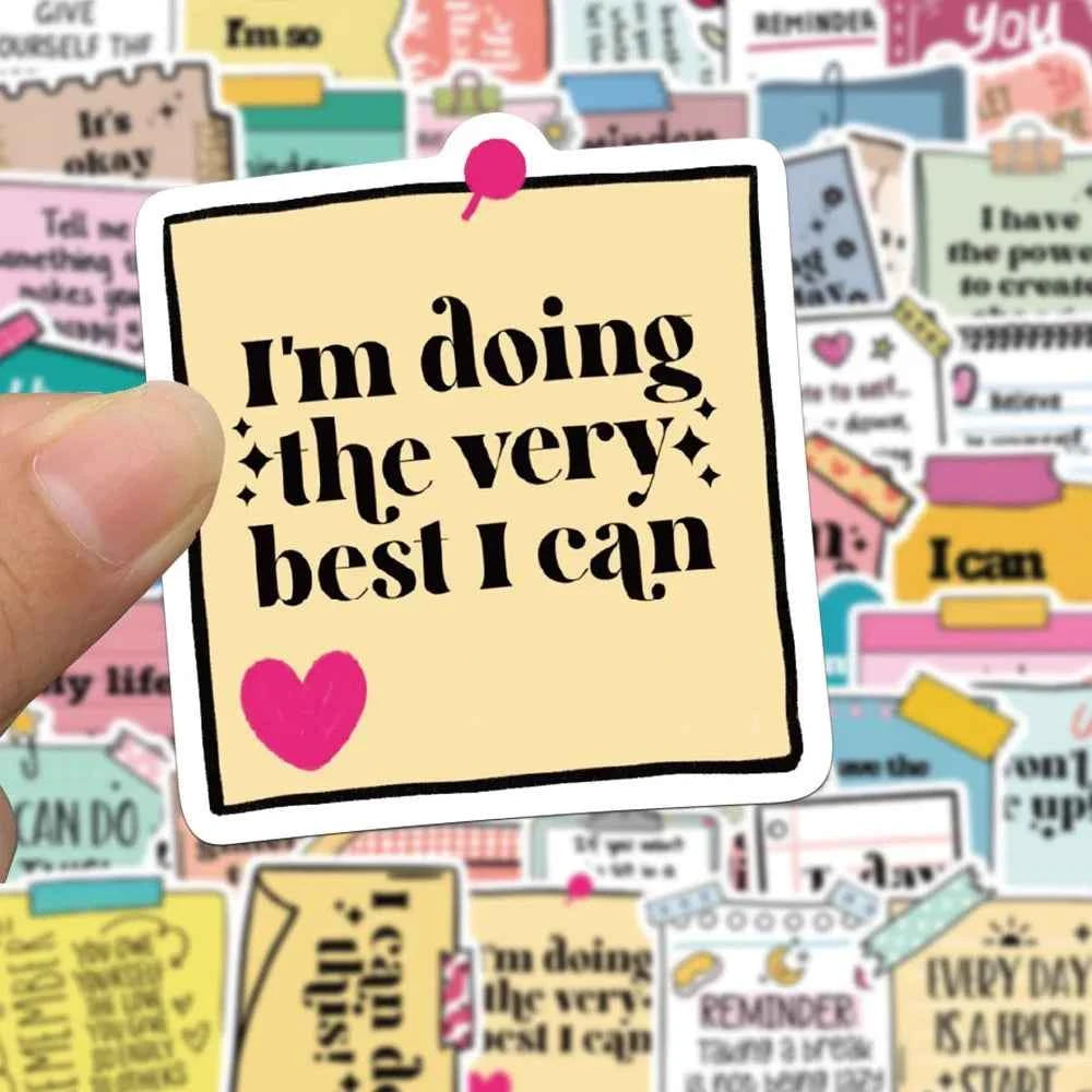 50pcs Cute Motivational Words Text Stickers Inspirational Self affirmation Decals for Student Stationery Notebook Diary Sticker