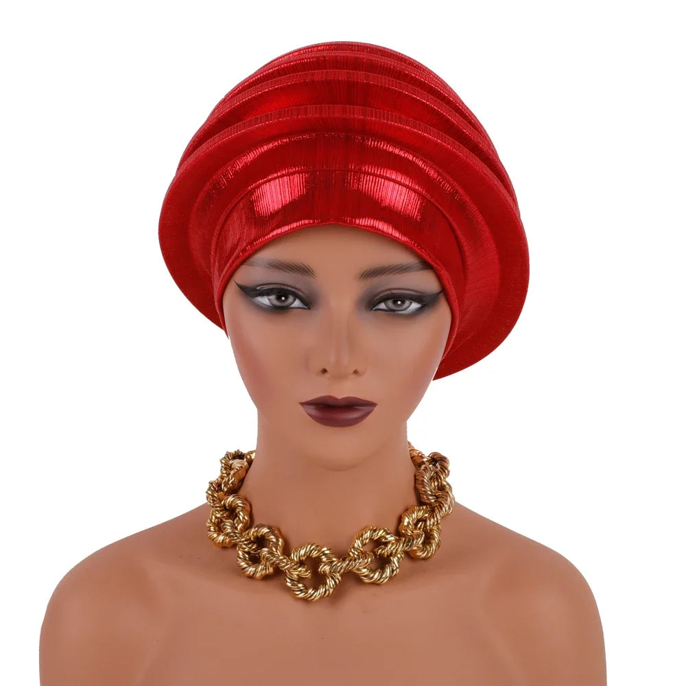 2024 Elegant Spiral Beret for Women Afrcian Lady Head Wraps Female Berets Turban Nigeria Headpiece Wedding Party Gele - NamafadStore
