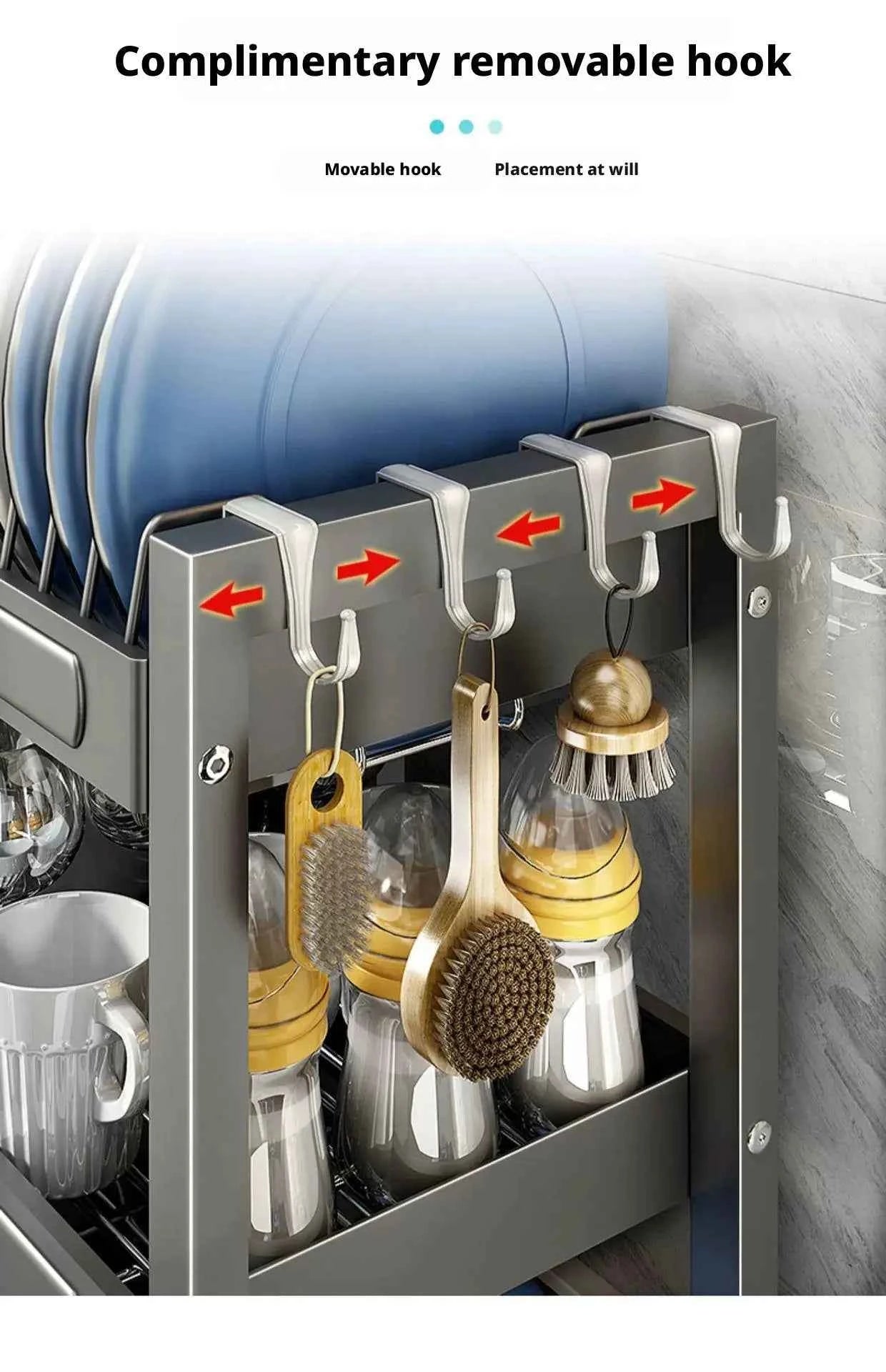 Kitchen Dish Bowl Drainer Storage Rack Countertop Dinnerware Organizer Drain Basket Household Dish Drying Rack Stand Shelf