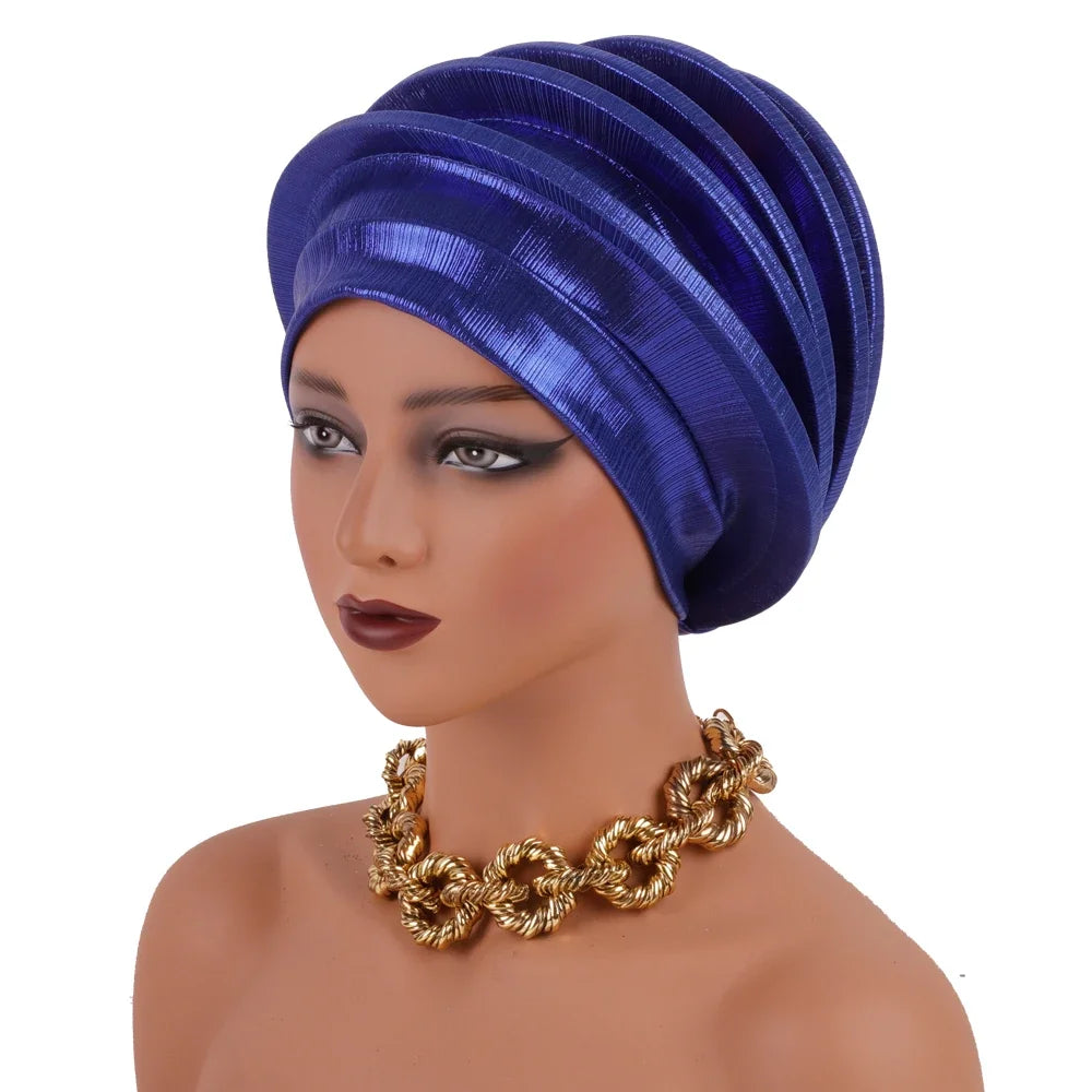 2024 Elegant Spiral Beret for Women Afrcian Lady Head Wraps Female Berets Turban Nigeria Headpiece Wedding Party Gele - NamafadStore