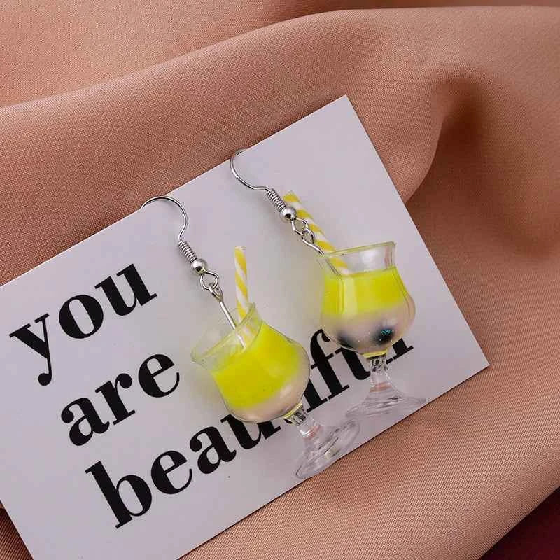 Summer Drink Drop Earrings for Women Sweet Ice Cream Bottle Pendants Dangle Earrings Girls Minimalist Party Jewelry Gifts