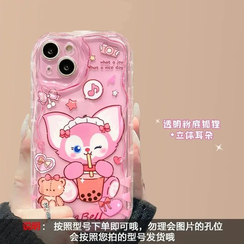 Adorable LinaBell StellaLou Chain Cover For Iphone 17 Pro Max 17 Air 16 15 14 13 12 11 Pro Max Plus 12 mini 3D Ear Disney Case