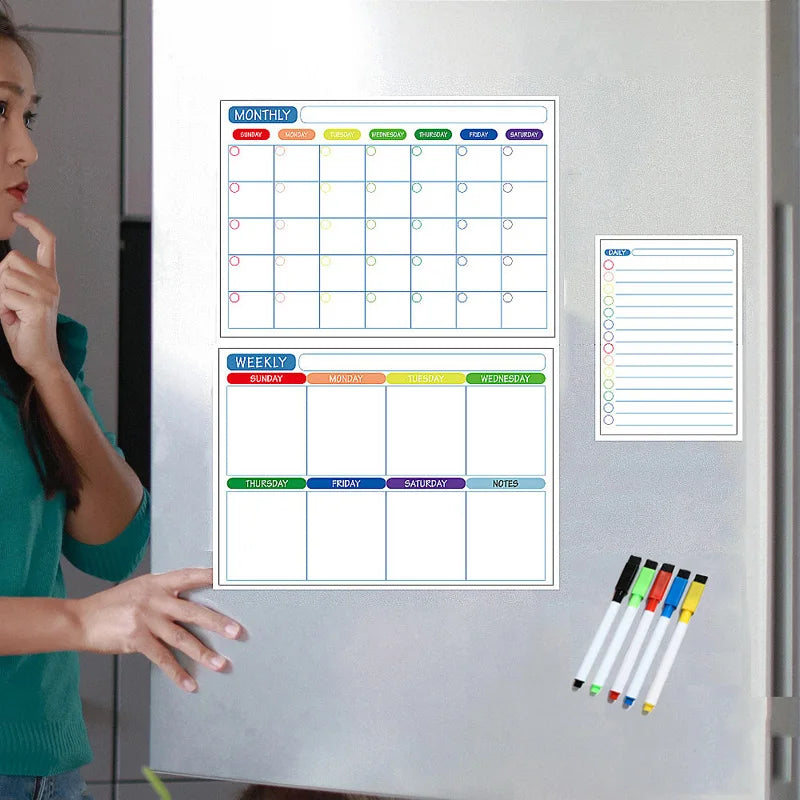 Magnetic Fridge Calendar – Monthly & Weekly Dry Erase Planner Whiteboard