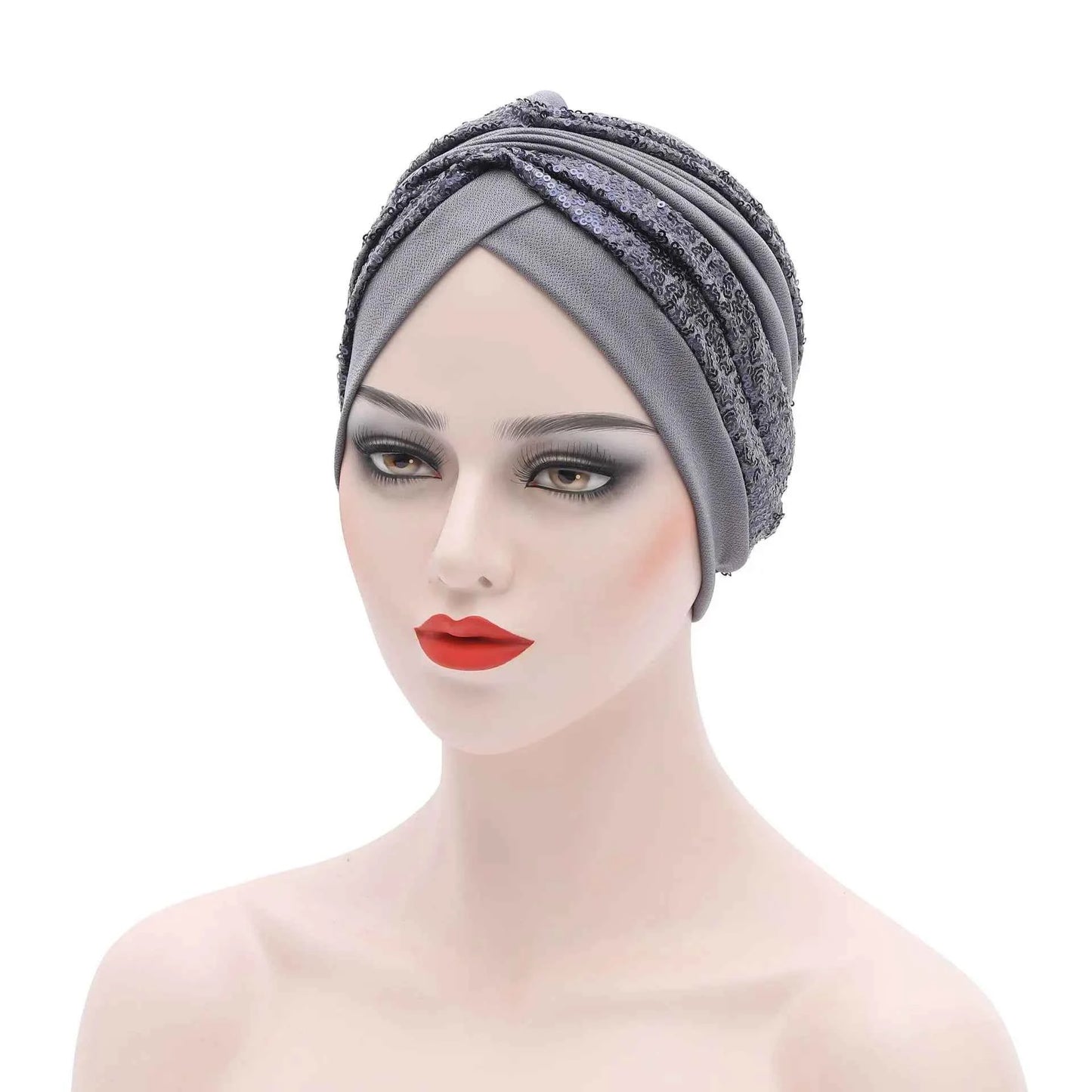 Women's Head Wraps Muslim Headscarf Cap India Hat Ready Hijab Bonnet Turbante Mujer Summer Breathable Sequins Turban Cap