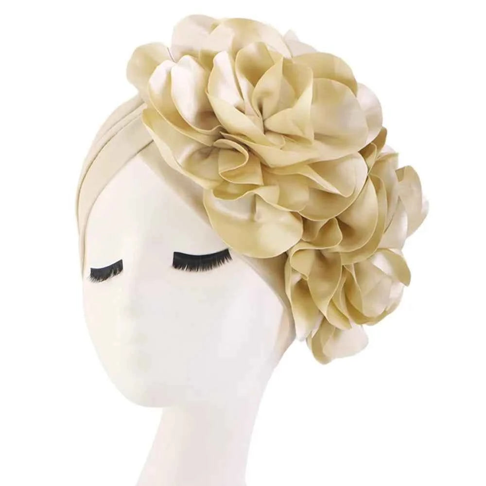 Inner Cap National Turban Hat New Trendy Turban African Style Hat Bonnet Big Flower Hat Women