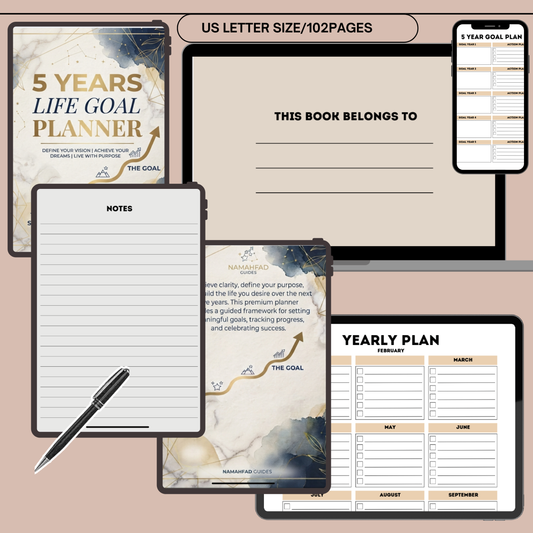 5 Years Life Goal Planner: Define Your Vision, Achieve Your Dreams, Live With Purpose