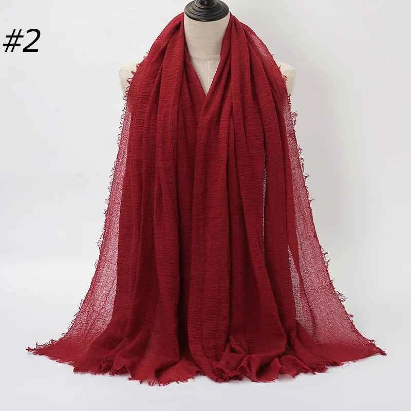 Hot Crinkle Cotton Hijab Scarf Women Scarves Bandana Turban Headscarf Muslim Shawl Africa Wrap Headband Islamic Shawls Headband