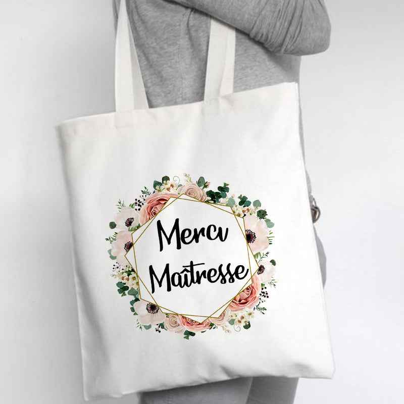 Fashion Personality French Flower Print Canvas Bag