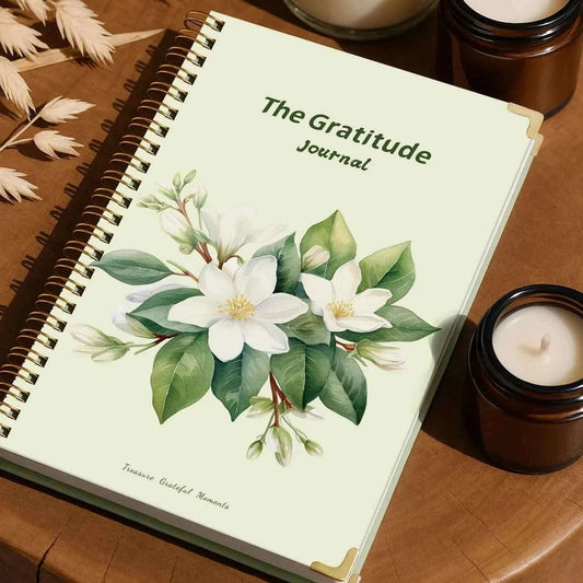 A5 Gratitude Journal, Daily Guided Notebook with Prompts for Thankfulness, Positive Affirmations, Spiral Bound Floral Cover