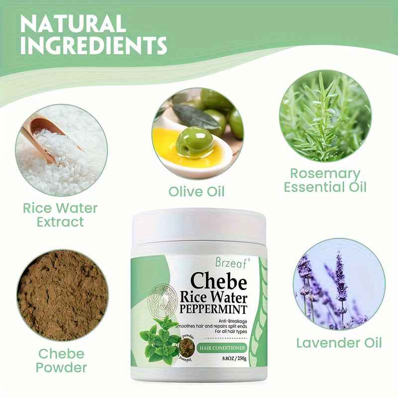 [Moisturizing Chebe Leave In] Super Moisturizing Chebe Leave In Conditioner - 250g (8.8 OZ) with Rice Water & Chebe Powder, Deter Hair Breakage