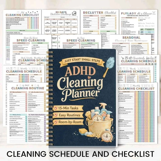 Spiral-bound Cleaning Planner Designed for ADHD Individuals, Featuring a Color-coded Schedule, Assisting Households, Offices