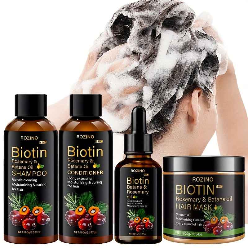 [Essential Oil Hair Mask Set] 4pcs Shampoo, Conditioner, Essential Oil Hair Mask Set | Deep Cleansing & Care, Moisturizing & Nourishing, Long-Lasting Fragrance, Hydration, Smooth Hair, Oil Controlled & Fluffy, All Hair Types