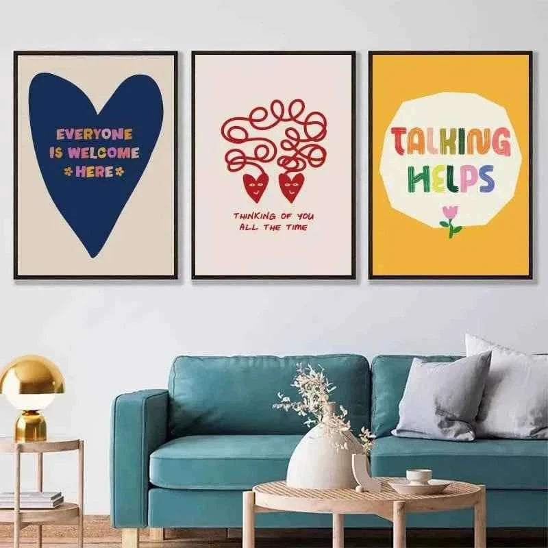 Be Kind to your mind Mental Health Psychology Wall Art Canvas Posters Quotes Prints Wall Picture for Therapy Office Decor