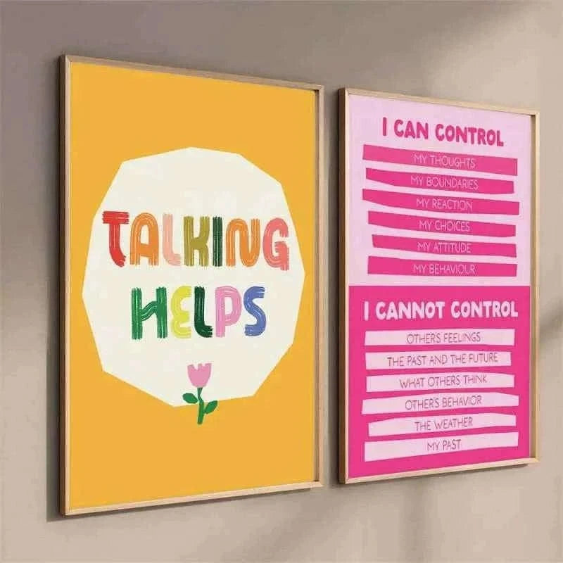 Be Kind to your mind Mental Health Psychology Wall Art Canvas Posters Quotes Prints Wall Picture for Therapy Office Decor