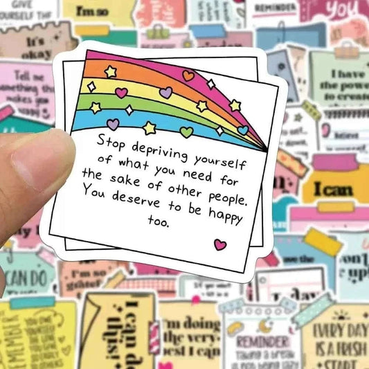 50pcs Cute Motivational Words Text Stickers Inspirational Self affirmation Decals for Student Stationery Notebook Diary Sticker
