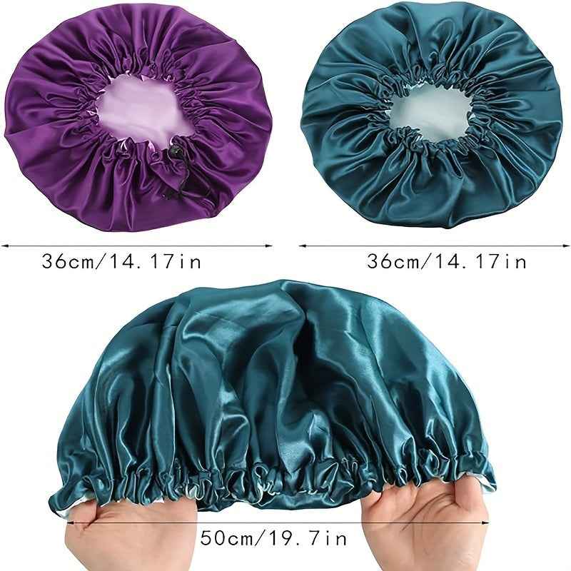 [Adjustable Cap] Double-layer Adjustable Color Dots Sleep Cap | 2pcs Set | Beauty Hair Care Cap | Headscarf | Adjustable